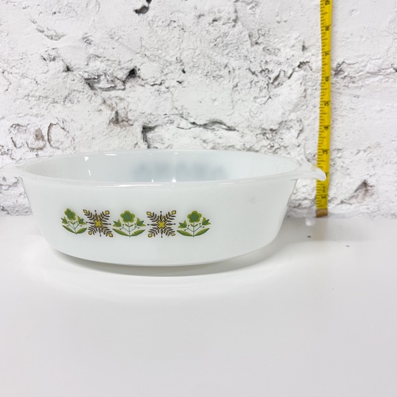 VINTAGE Anchor Hocking Fire King Round Casserole Green Meadow set of x3 - Picture 6 of 9